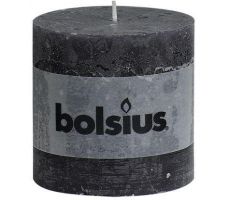 Bolsius, stompkaars, rustiek, antraciet, b 10 cm, h 10 cm - afbeelding 1