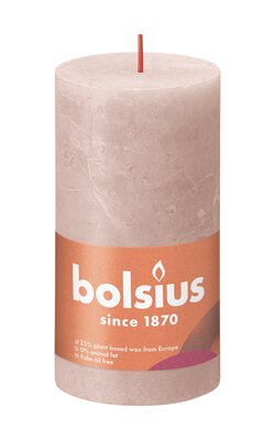 Bolsius Stompkaars rustiek Shine Ø68 x 130 mm Misty pink