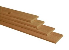 Douglas geschaafde plank 1,6 x 14 x 400 cm, groen geïmpregneerd.