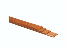 Hardhouten geschaafde plank, met V-groeven, 1,5 x 14,5 x 180 cm.