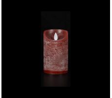 Kaars, wax, rustiek, bewegende LED vlam, rood, b 7.5 cm, h 12.5 cm, Led kerstverlichting - afbeelding 2