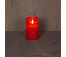 Kaars, wax, rustiek, bewegende LED vlam, rood, b 7.5 cm, h 12.5 cm, Led kerstverlichting - afbeelding 1