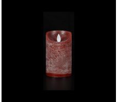 Kaars, wax, rustiek, bewegende LED vlam, rood, b 7.5 cm, h 12.5 cm, Led kerstverlichting - afbeelding 3