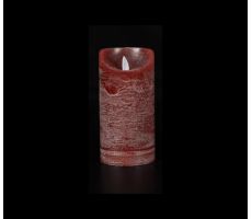 Kaars, wax, rustiek, bewegende LED vlam, rood, b 7.5 cm, h 15 cm, Led kerstverlichting - afbeelding 2