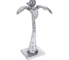 Kandelaar, palmboom, aluminium, zilver, 32 cm