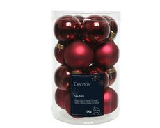 Kerstbal glas D 3.5cm mix Ossenbloed 16 stuks - afbeelding 3