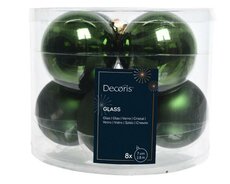 Kerstbal glas, mix, D 7 cm, 8 stuks, Dennengroen - afbeelding 2