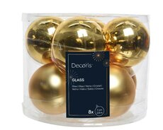 Kerstbal glas, mix, D 7 cm, 8 stuks, Licht goud - afbeelding 3