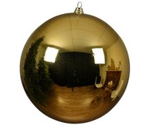 Kerstbal kunststof D 20cm, glans, Licht goud - afbeelding 2