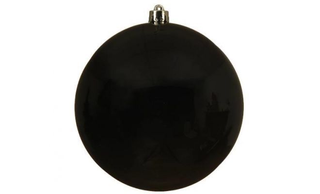 Kerstbal kunststof D 14cm glans zwart