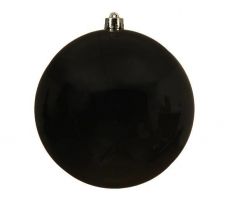 Kerstbal kunststof D 14cm glans zwart