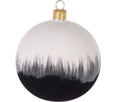 kerstbal wit zwart 80mm, per stuk - afbeelding 1