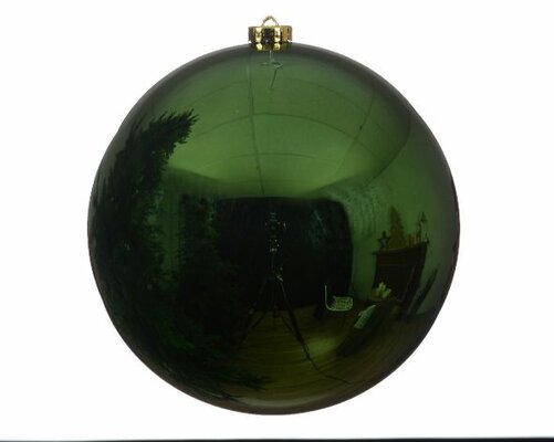 Kerstbal kunststof D 14 cm, glans, Dennengroen