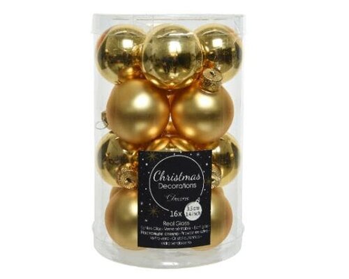 Kerstbal glas D 3.5cm mix Licht goud 16 stuks - afbeelding 1