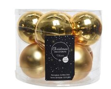 Kerstbal glas, mix, D 7 cm, 8 stuks, Licht goud - afbeelding 1