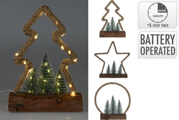 kerstfiguur jute 30led, per stuk