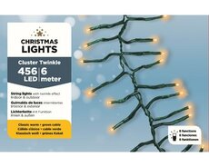 Led cluster L 600cm, 456 lights, groen/klassiek warm, Led kerstverlichting - afbeelding 1