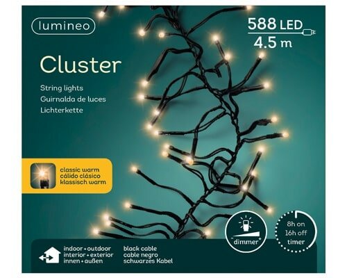 Cluster led, L 4,5m, 588 lights klassiek warm, zwart, Led kerstverlichting - afbeelding 1