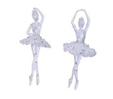 Ornament kunststof ballerina helder/zilver - afbeelding 1