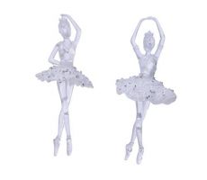 Ornament kunststof ballerina helder/zilver - afbeelding 2