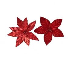 Poinsettiaclip polyester D 11 H 2cm kerstrood
