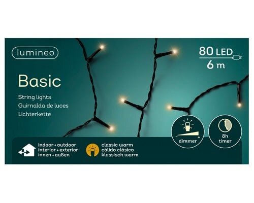 Rice led, L 6m, 80 lights klassiek warm, zwart, Led kerstverlichting - afbeelding 1