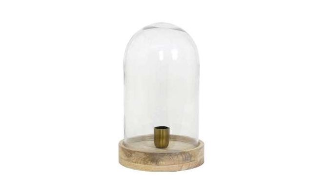 Tafellamp, celebes, hout, glas, b 21 cm, h 39 cm