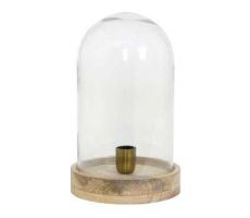 Tafellamp, celebes, hout, glas, b 21 cm, h 39 cm
