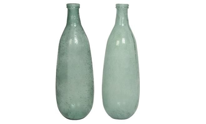 Vaas, glas, recycle, salie groen, b 25 cm, h 75 cm, per stuk